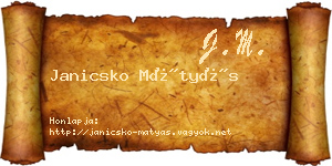 Janicsko Mátyás névjegykártya